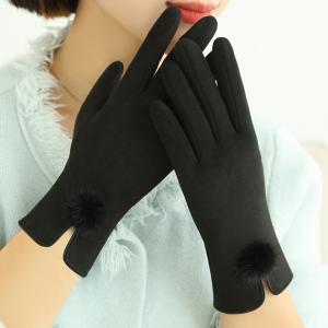 Best Black Women Winter Warm Woolen Hand Gloves Touch Screen Sensitive Mittens wholesale