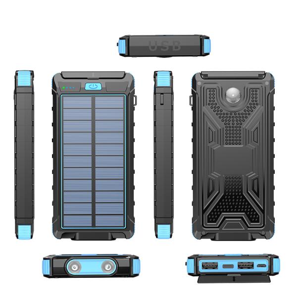 Mobile Phones Devices 10000mAh Solar Power Bank With Compass And 2.1A Output