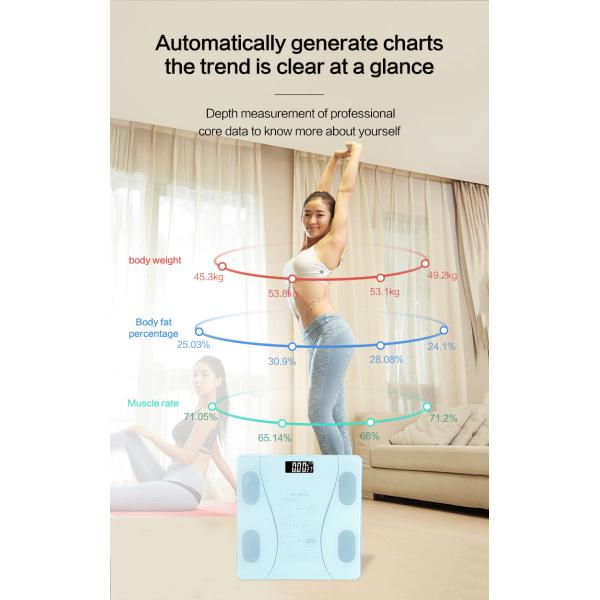 Battery Powered LED Glass Health Scale for Accurate Measurement of Body Fat Visceral Fat Muscle Bone and Basal Metabolic