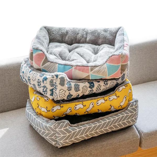 Textured Wave Pet Sofa Beds Washable Large Rectangle Dog Bed Comfortable