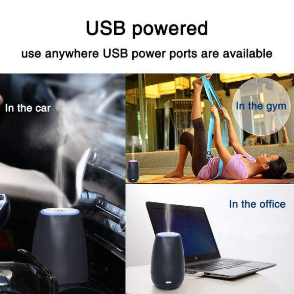 Mini Black Plastic Aroma Diffuser With 7 Color Changing Light