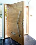 Modern Front Door Solid Wood Pivot Entry Door With Frosted Glass