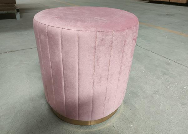 Cheap Pink Color Kitchen 43cm High Velvet Round Stool Internal Foam for sale