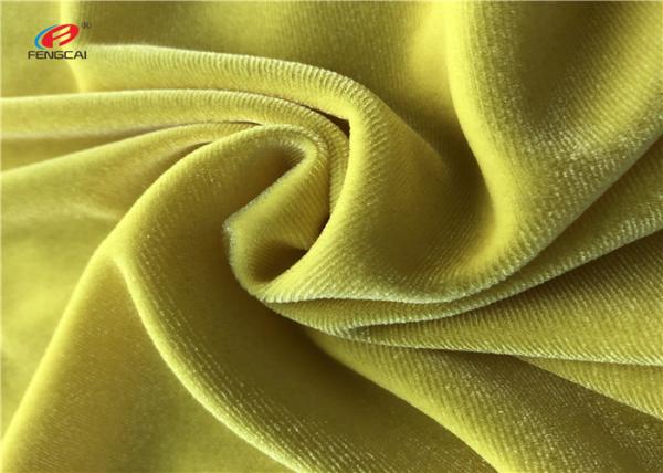 Cheap Yellow colour Warp knitted stretch spandex velvet fabric short pile fabric for garment for sale