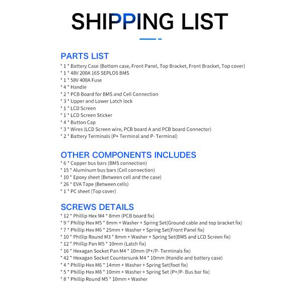 EU Best Seller 48V 51.2V 280ah/300ah/320ah Battery Boxes Built Bms DDP Shipping