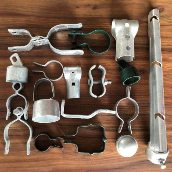 Pressed Steel Chain Link Fence Rail End Silver Green Black Color Od 1-3/8''