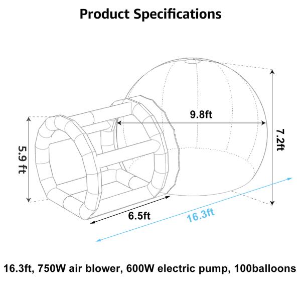 Transparent Inflatable Bubble Tent Bubble House 5m With Blower