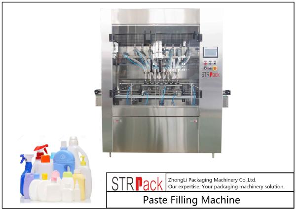 Cheap 500ml-5L Automatic 6 Heads Paste Filling Machine With Servo System  For Cream With Conveyor PLC Control for sale