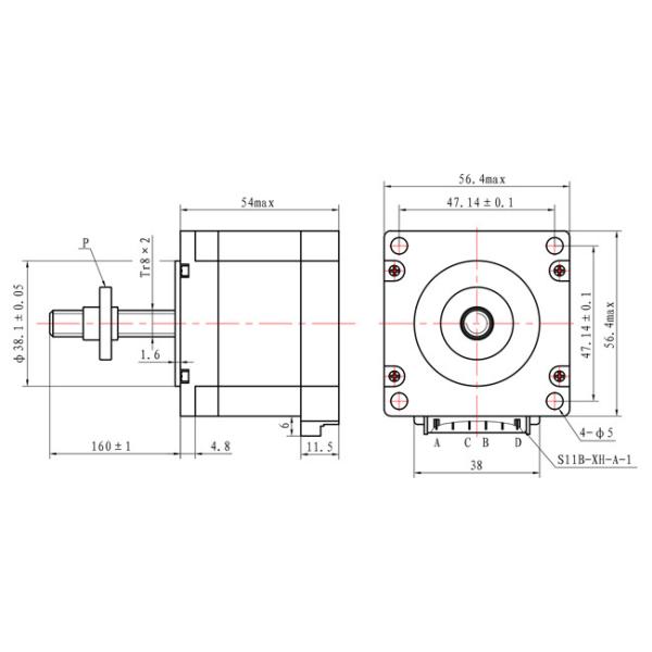 57mm NEMA 23 Stepper Motor With Lead Screw Captive Stepper Motor 2.8A 1N.M