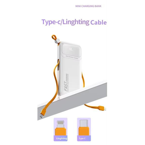 Ultra-thin And Compact Self-contained Power Bank 10000mah Super Fast Charger Large Capacity Portable