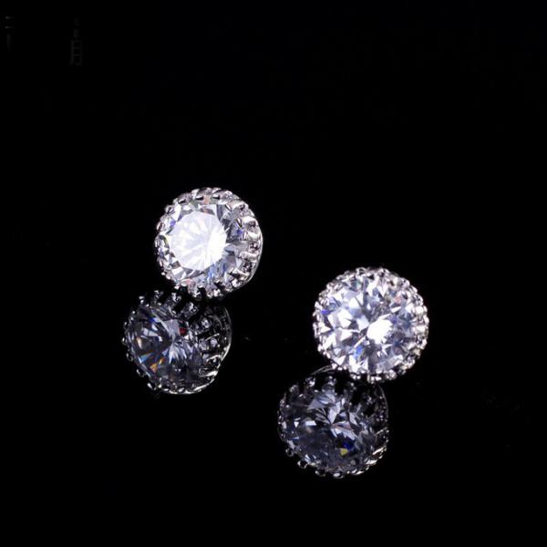 Women Fashion CZ Bling Iced Cubic Zirconia Silver Jewelry Gold Plated CZ Round shape Stud Earrings jewelry set