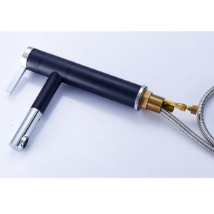 Bathroom Black Golden Retractable 35mm Pull Out Sink Faucet