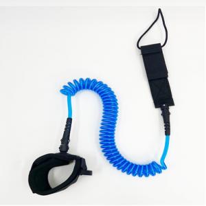 Best Safety Felxible Blue Coiled SUP Leash With Webbing Strap / Band wholesale