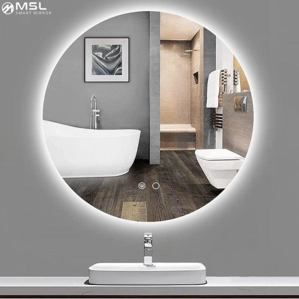 Magnifying Round Backlit Bathroom Mirror 5mm Beauty Salon Mirror With Lights