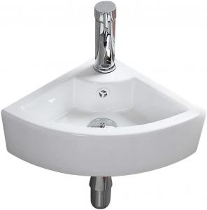 Best Small Triangle Wall Mount Corner Ceramic Art Basin With Overflow Hole wholesale