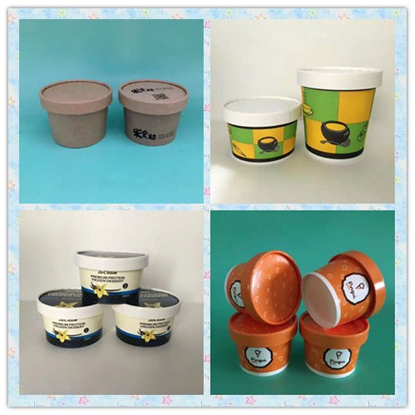 Food Safe 16oz Paper Ice Cream Cups With Lids Double Pe Coated Leak - Resistant