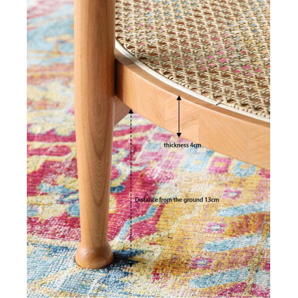 Ergonomics Rattan Glass Table 80*80*45cm Tempered Glass Top Coffee Table