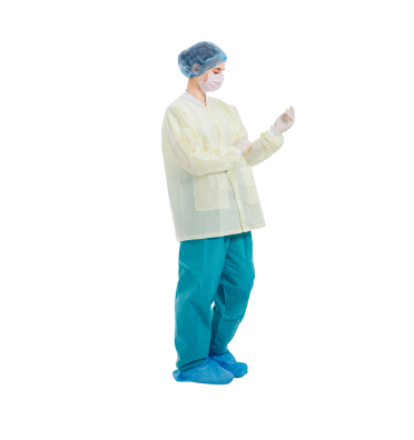 CE FDA Knit Cuffs Disposable Lab Coats GB15979-2002