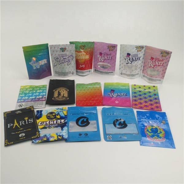 Digital Printing Stand Up Pouch CBD Smell Proof Weed Packaging With Clear Window