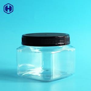 Best Clear PET Plastic Grip Jars Canned Square Plastic Jars With Lids 420ML 14OZ wholesale