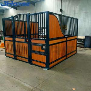Best Steel Farm Fence Portable 3.5m Barn Stall Fronts With Teak Wood Double Door Design wholesale