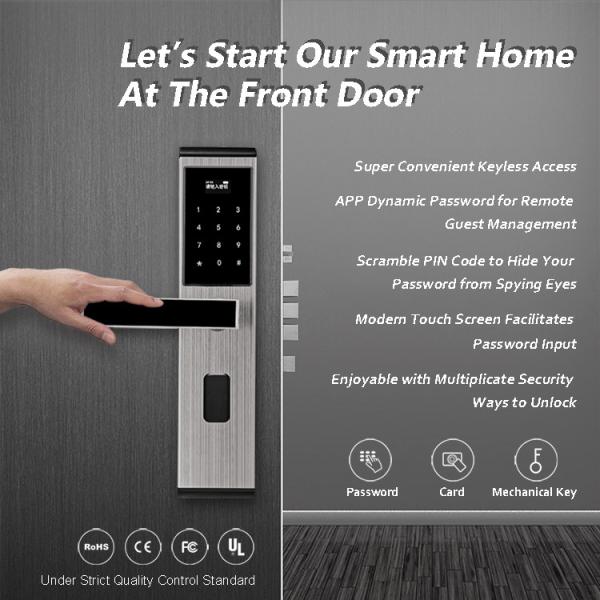 Intelligent Keypad Apartment Door Locks Stainless Steel Support Password Card
