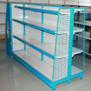 China Gondola Shelving Blue Light Duty Display Rack With Wire Mesh or Steel Board Side on sale