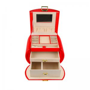 China Red MDF Jewelry Gift Boxes Bulk Packaging PU Leather Jewelry Organizer Case on sale