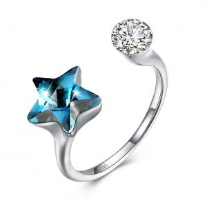Best 10x17mm 3.23g 925 Sterling Silver Rings Platinum Plated Star Diamond Ring SGS wholesale