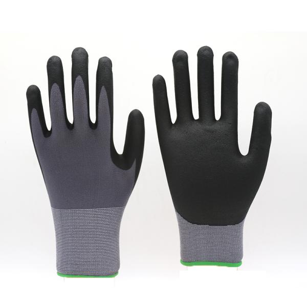 Nylon Knitted Fully Coated Nitrile Gloves Mechanics Nitrile Work Gloves For Carpenters