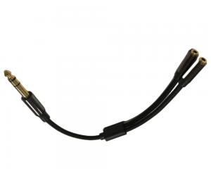 Best 1 / 4 Inch Headphone Splitter Cable Assembly 2 Female To 1 Male Audio Cable wholesale