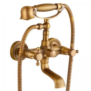 Best Electroplated Bathtub Bathroom Faucet Tap Wall Mixer Twist Base Brass Antique wholesale