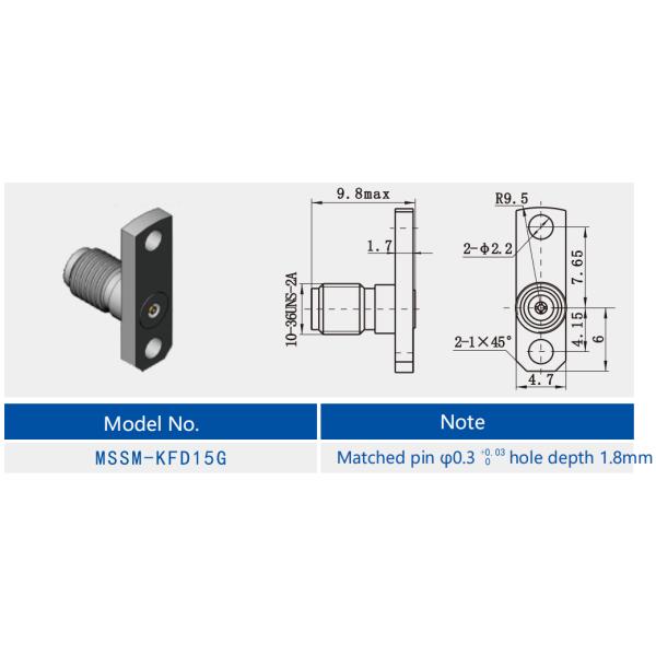 Milimeter Wave MSSM Series Female Stainless Steel RF Connector With Microstrip