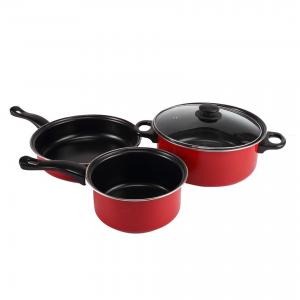 China Red 4 Piece Cast Iron Cookware Set Iron Non Stick For Kitchen on sale