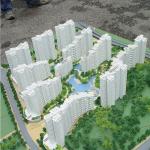 Architecture design white block model . 1/1000 scale model for planning