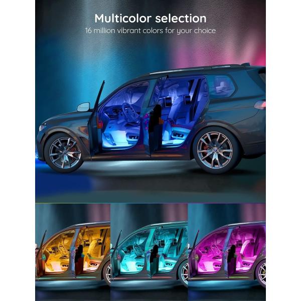 USB RGB Car LED Lights Strip Interior LED Lights for Cars 4 Music Sync Effects with IR Remote Controller