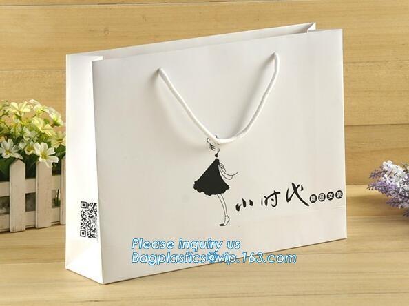 Fancy Customized Brown Kraft Paper Shopping Bag With Logo,Customized White And Black Printed Paper Shopping Bag Package