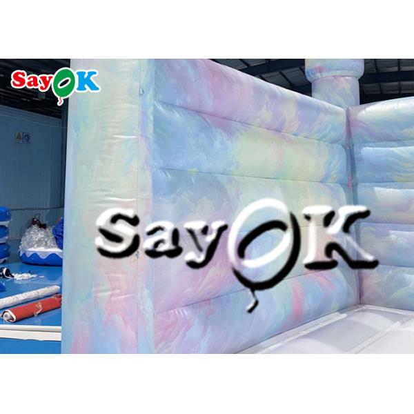 White PVC Wedding Party Moon Bounce Castle 4.3m 14ft Inflatable With Printing