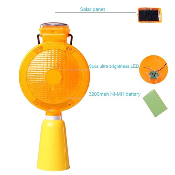 Solar Powered Road Construction Traffic Blinking Barricade Warning Lights Obstacle Safety Flashing Light