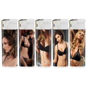 Plastic Refillable Electronic Lighter with Wrapper Paper Customer Logo Wrapper