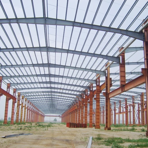 Large Span Heavy Architectural Structural Steel Portal Frame Workshop Plant With Bridge Crane