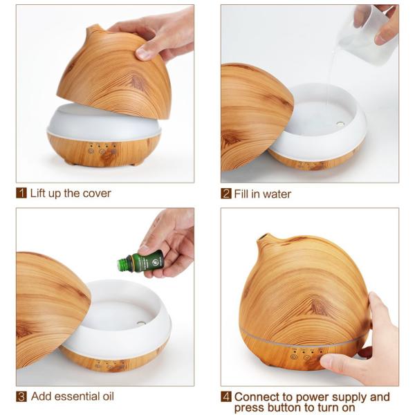 400ml Ultrasonic Wood Grain Aromatherapy Diffuser For Living Room