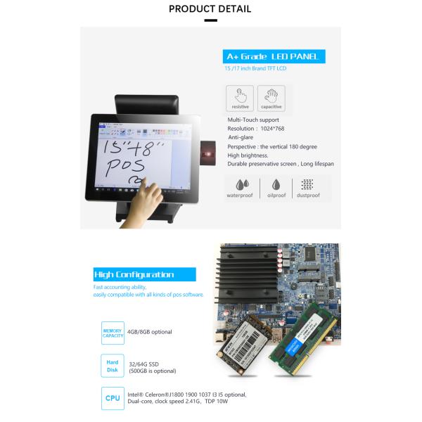 17 Inch With 8 Inch 4G Memory Dual Screen Pos Machine zero bezel