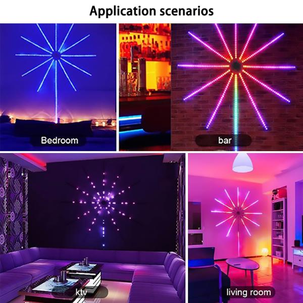 APP Control LED Holiday Lights Waterproof RGB Music Firework LED Strip Lights For Bar