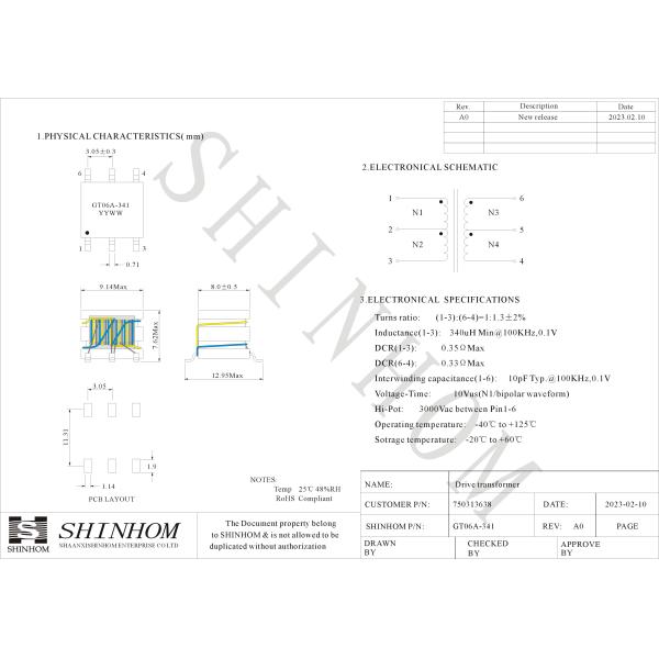 Smd Gate Drive Transformer , High Frequency Transformer