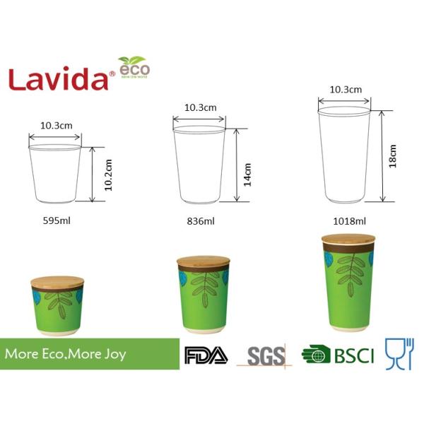 Garden Pattern Bamboo Fiber Storage Box , Food Grade Material Coloured Storage Boxes