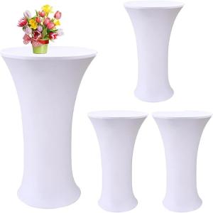 Best White Spandex Stretch Cocktail Table Covers 4pc 32x43 inch Round wholesale