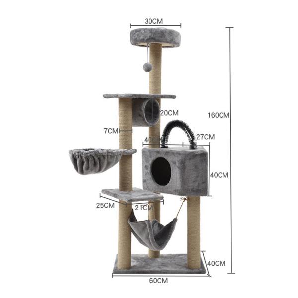 7cm / 8cm Wood Cat Tree Tower Fleece Cloth For Large Cats