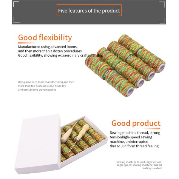 Leather Accessories 1mm 150D Leather Waxing Thread and Durable for 50m Rainbow Color