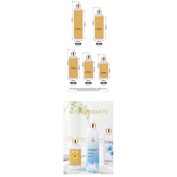 250ml 300ml 350ml 400ml 500ml Airless Body Pump Shampoo And Conditioner Skincare Cosmetics Oil Packaging Containers